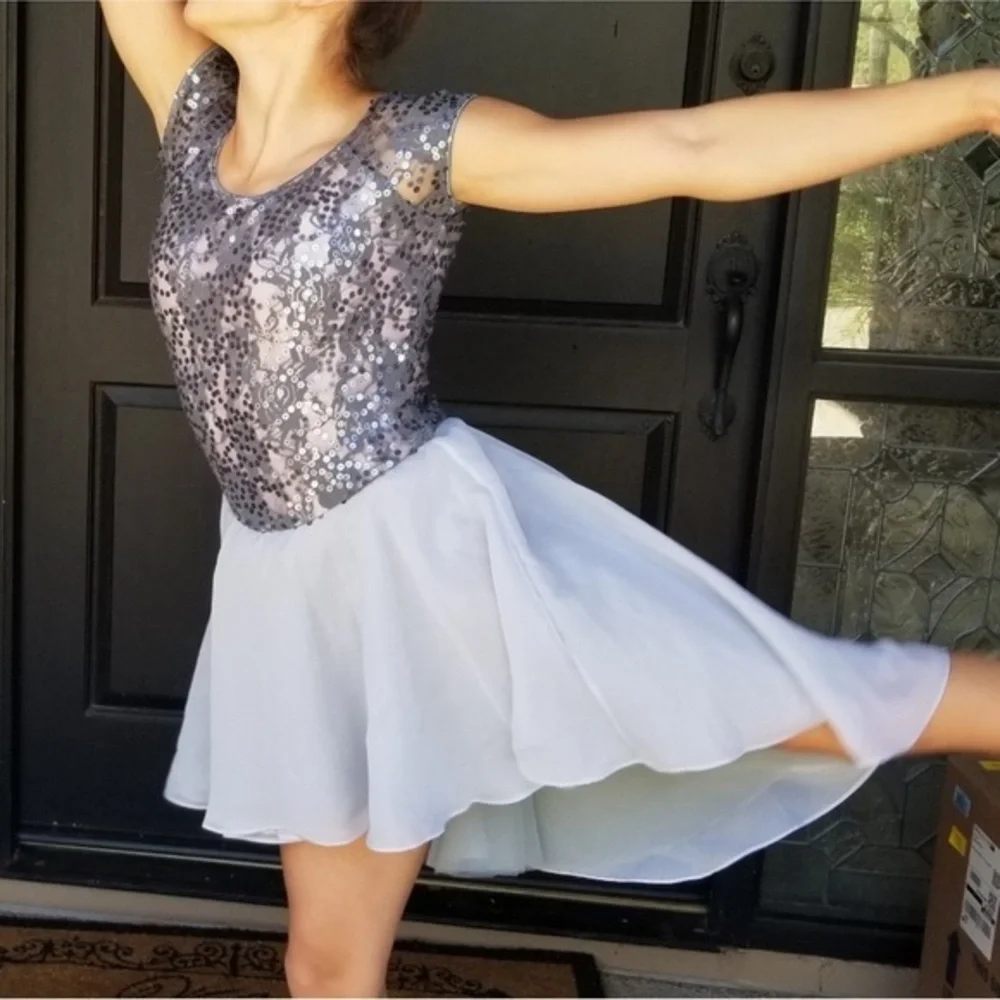 REVOLUTION Dancewear All of Me Sequin High-Low Chiffon Lyrical Contemporary Grey